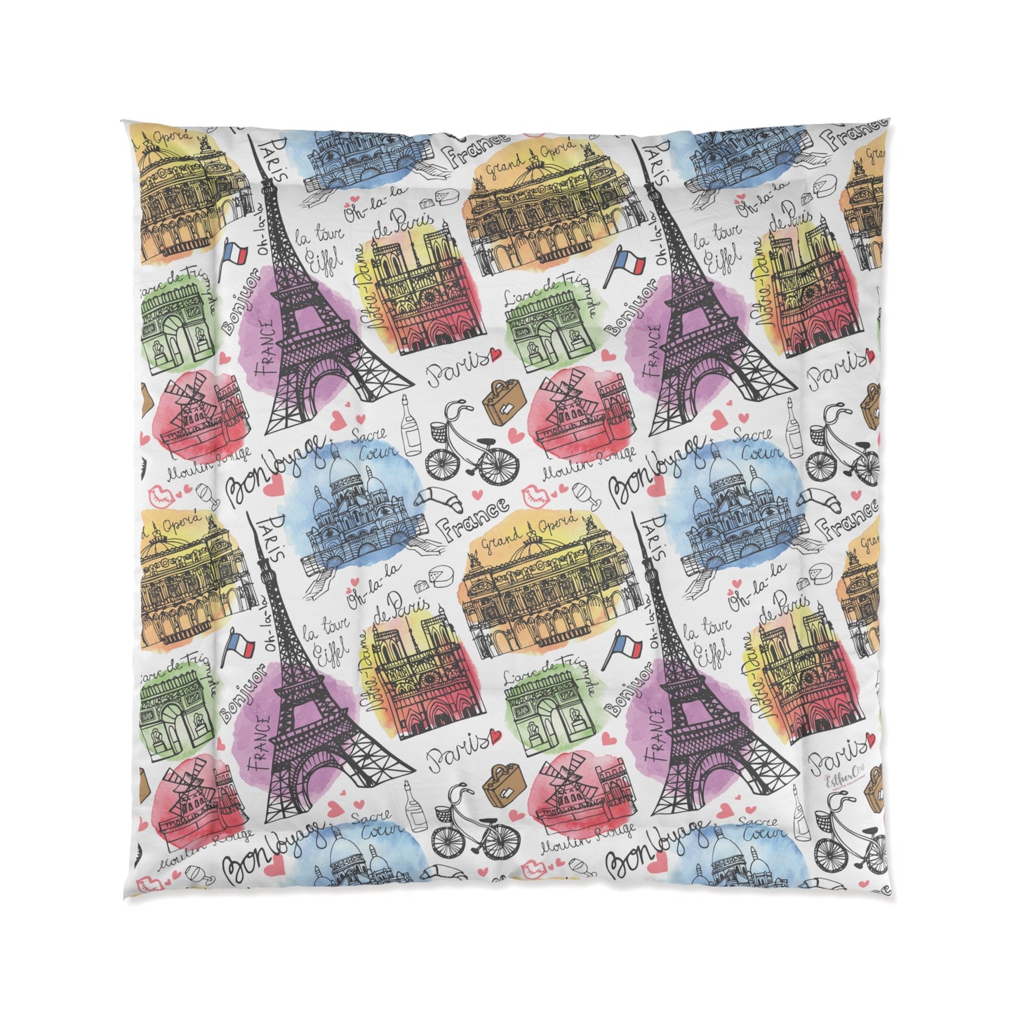 Paris Theme -Comforter blanket, Eiffel Tower bedding, Bedroom