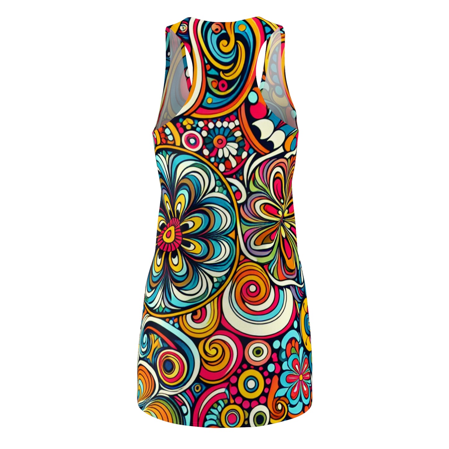 Retro-Psychedelic Women's Cut & Sew Racerback Dress