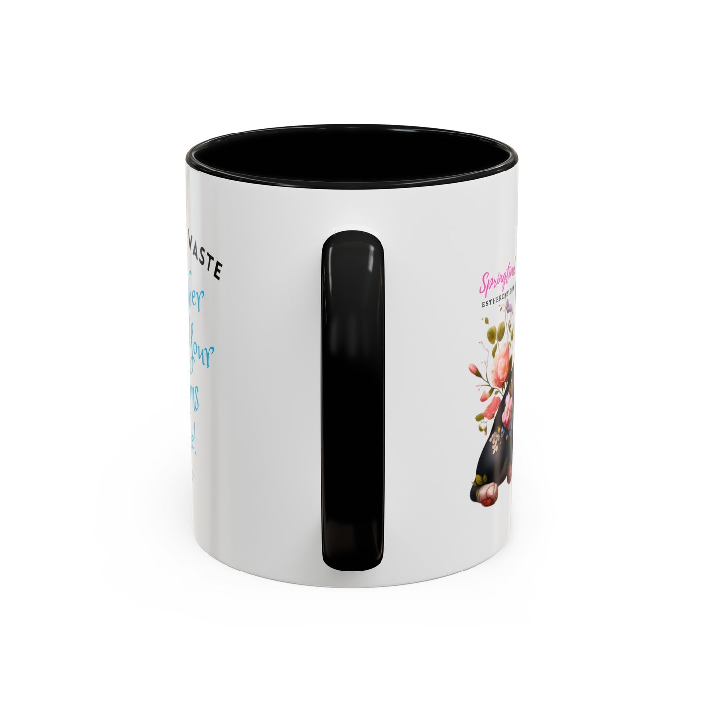 Springtime black & white French Bulldog Accent Coffee Mug, 11oz