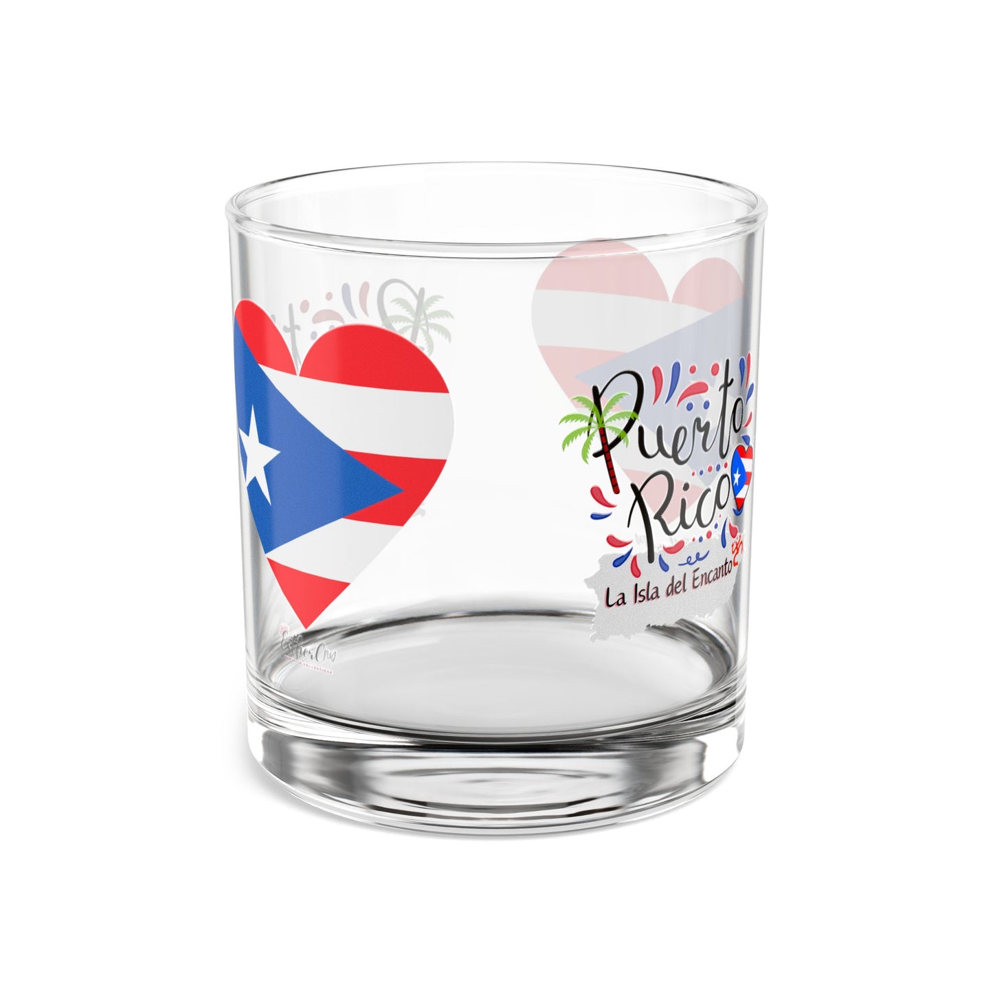 Puerto Rico La Isla del Encanto Rocks Glass, 10oz Clear Tempered Glass