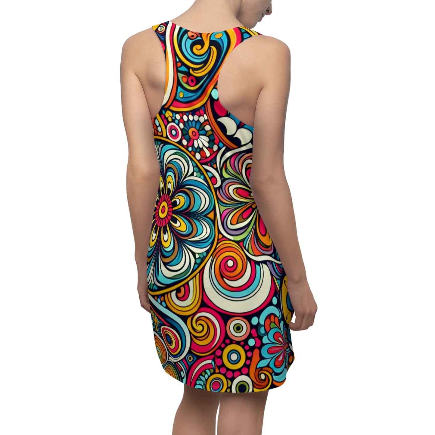 Retro-Psychedelic Women's Cut & Sew Racerback Dress