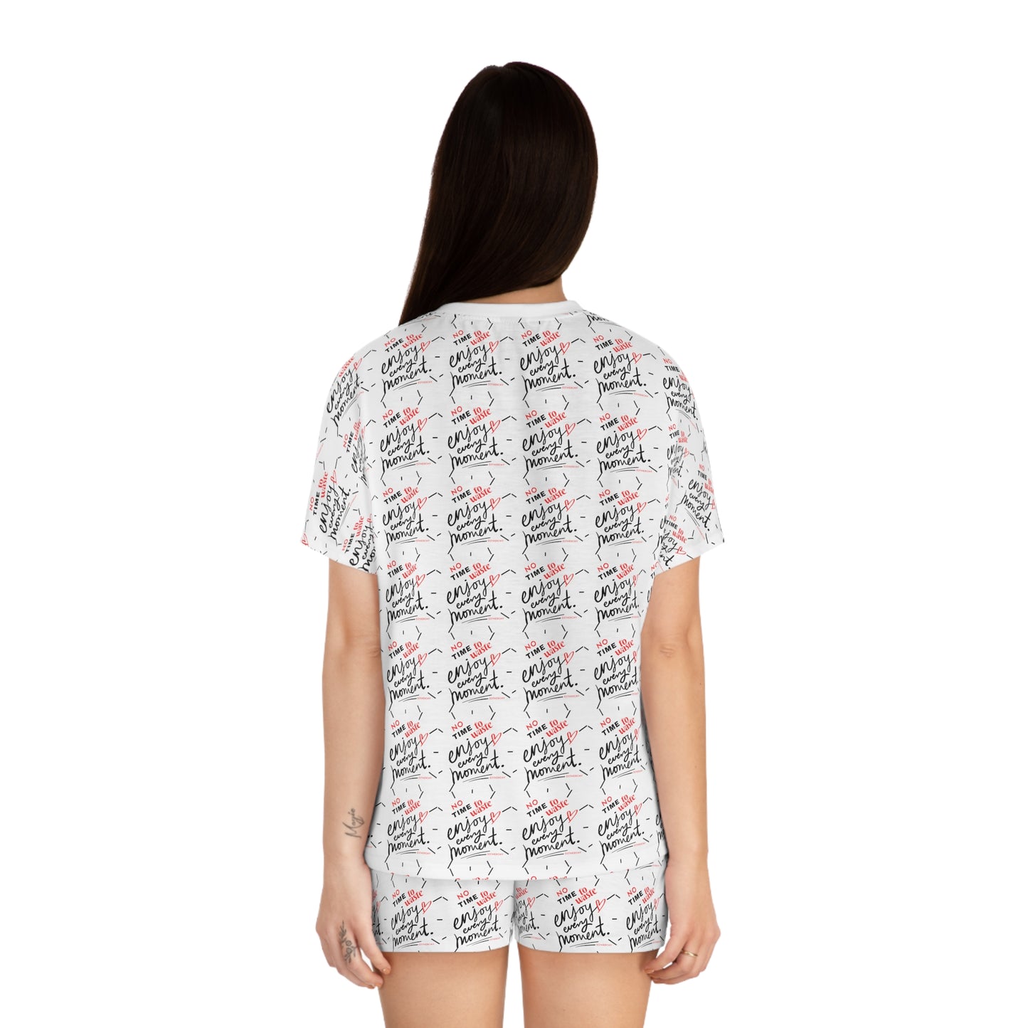 No Time To Waste - Women's Short Pajama Set, Summer Pajamas shorts, sleepwear