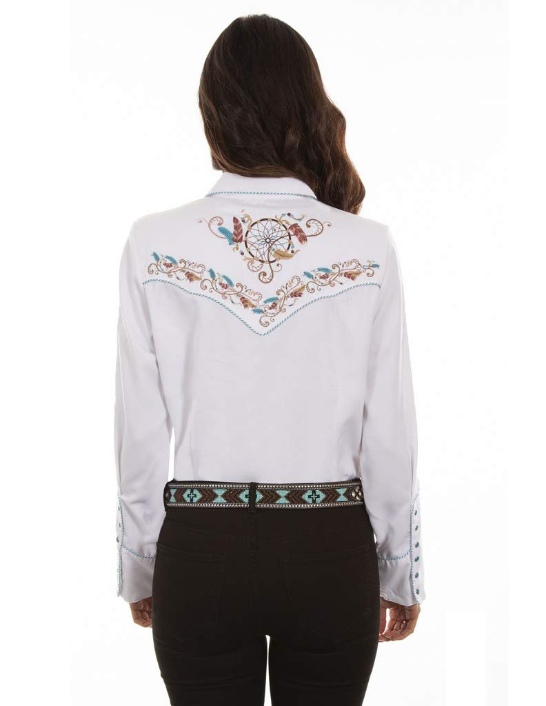 Scully Dream Weaver Embroidered snap Front Western Shirt PL877 WHT **, White, Large