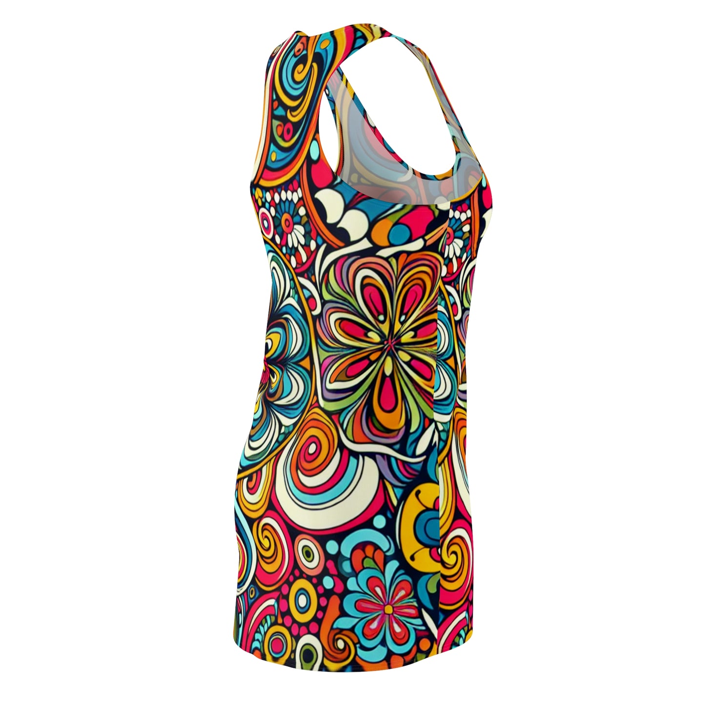 Retro-Psychedelic Women's Cut & Sew Racerback Dress