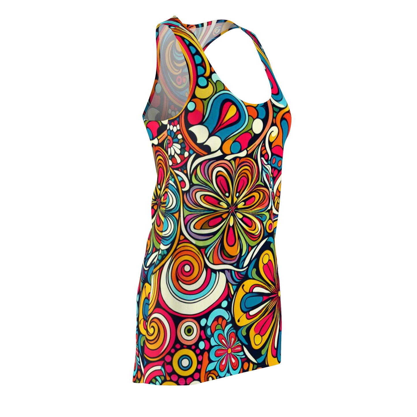 Retro-Psychedelic Women's Cut & Sew Racerback Dress