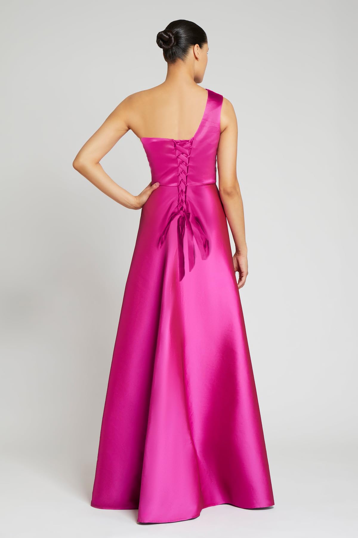 KDTM Women`s One Shoulder Formal Dresses Satin Long Prom Maxi Dress with Overskirt Evening Party Dress Sleeveless Gold