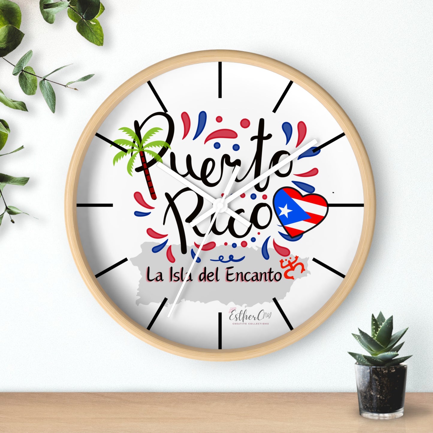 Puerto Rico 'La Isla del Encanto' Wall Clock — Tropical Island Decor