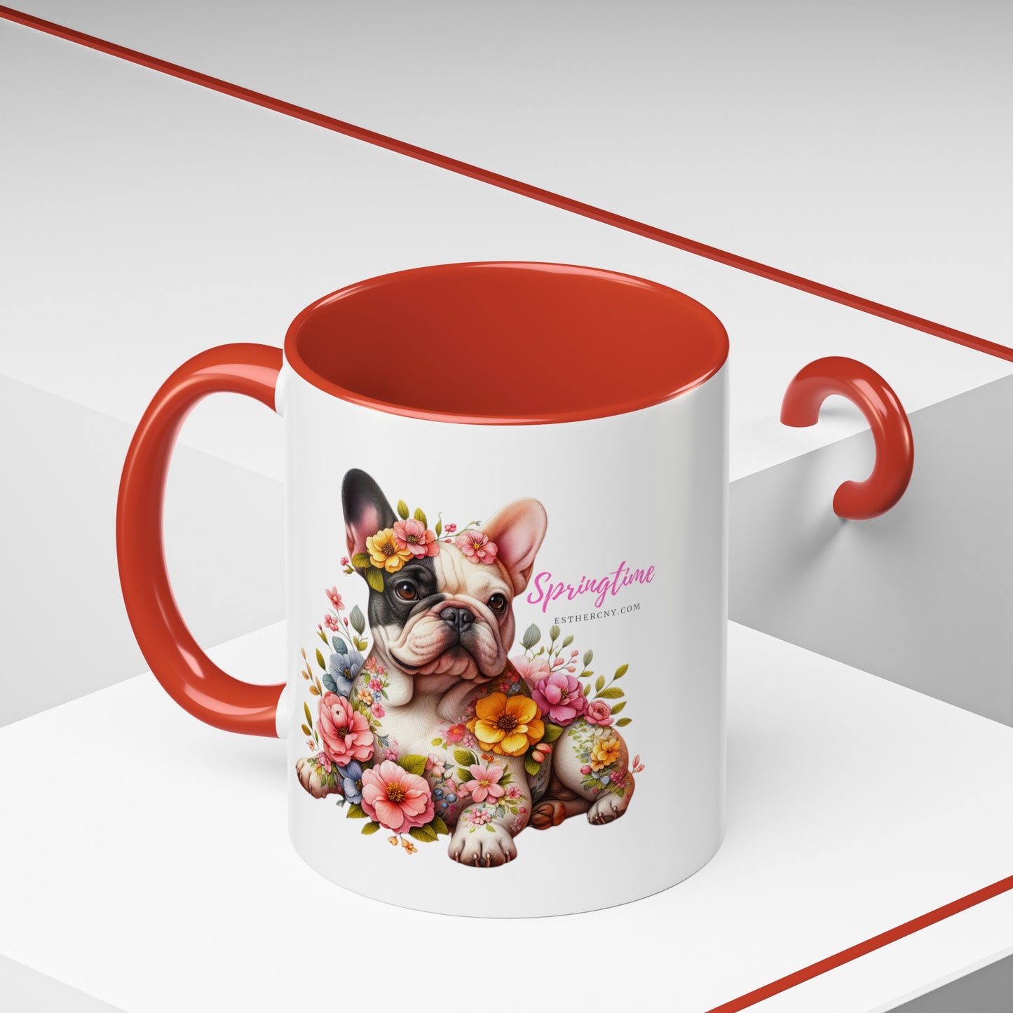 Springtime French Bulldog Accent Coffee Mug, 11oz