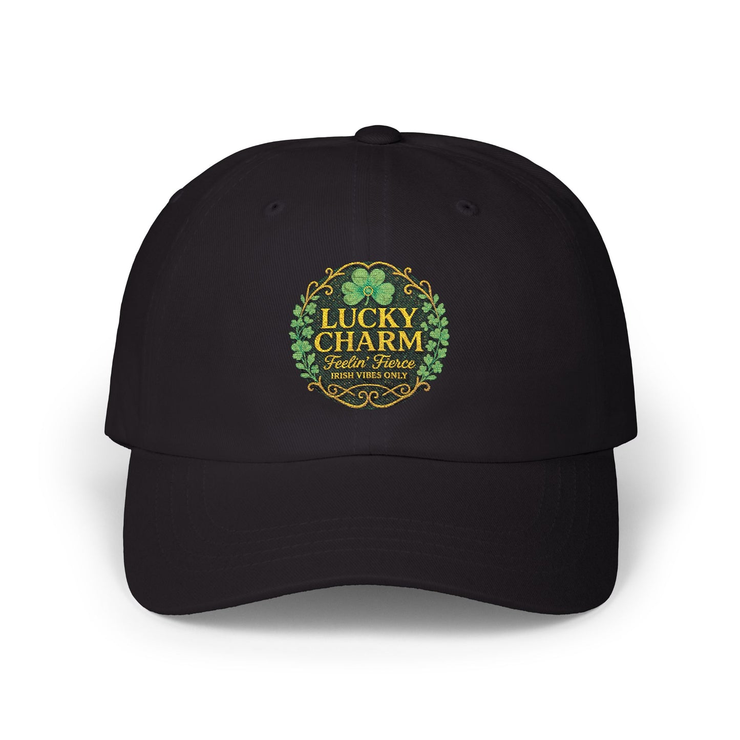 Embroidered 'Luck Charm Feelin' Fierce' Irish Vibes Dad Cap — St. Patrick's Hat