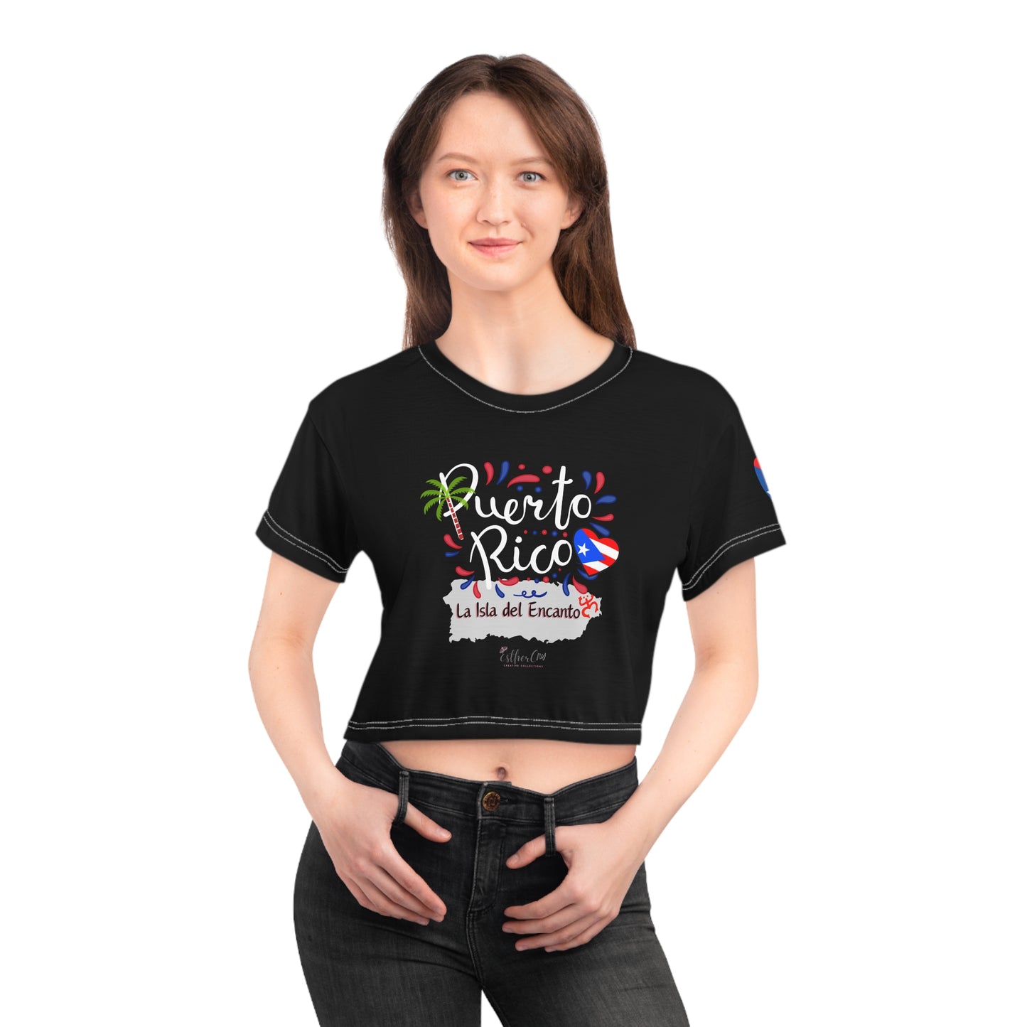 Puerto Rico "Isla del Encanto" Crop Tee — Tropical Island Pride Crop Top