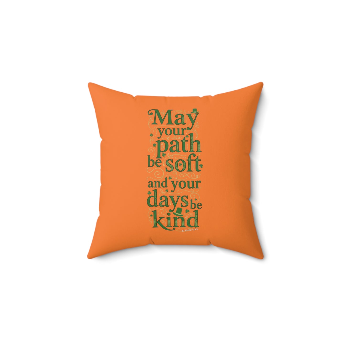 Lucky Charm Irish Pillow – 'May Your Path Be Soft' St. Patrick’s Day Decorative Throw Pillow