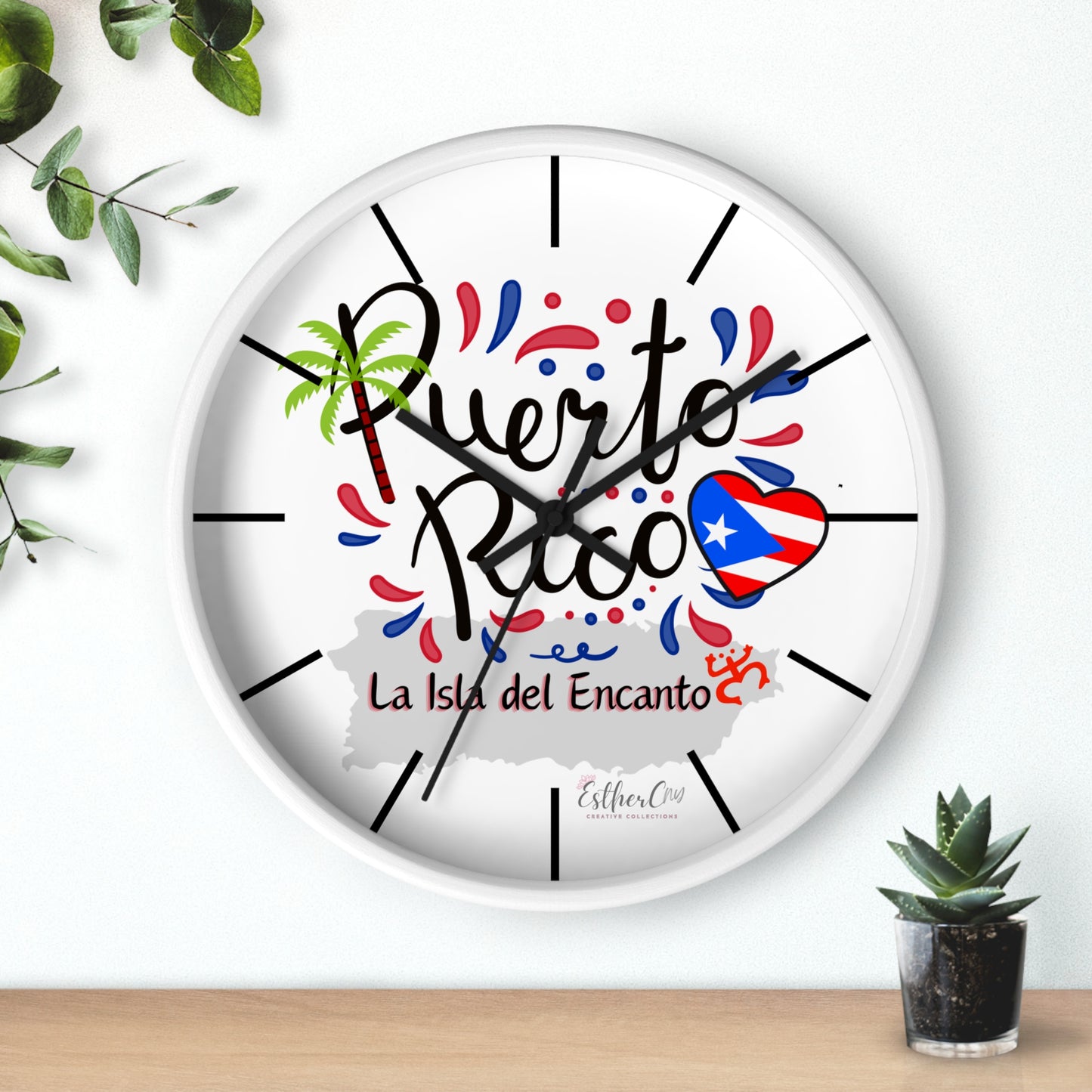 Puerto Rico 'La Isla del Encanto' Wall Clock — Tropical Island Decor