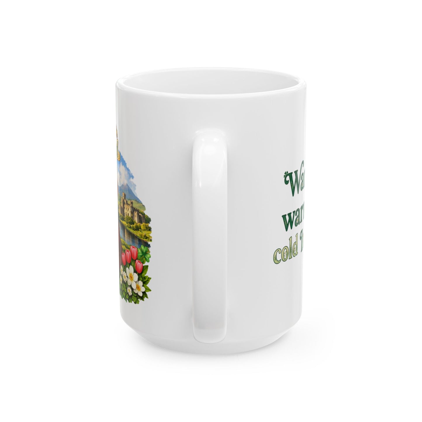 Springtime in Ireland (11oz, 15oz) Mug— Lucky Golden Retriever Shamrock Ceramic Mug