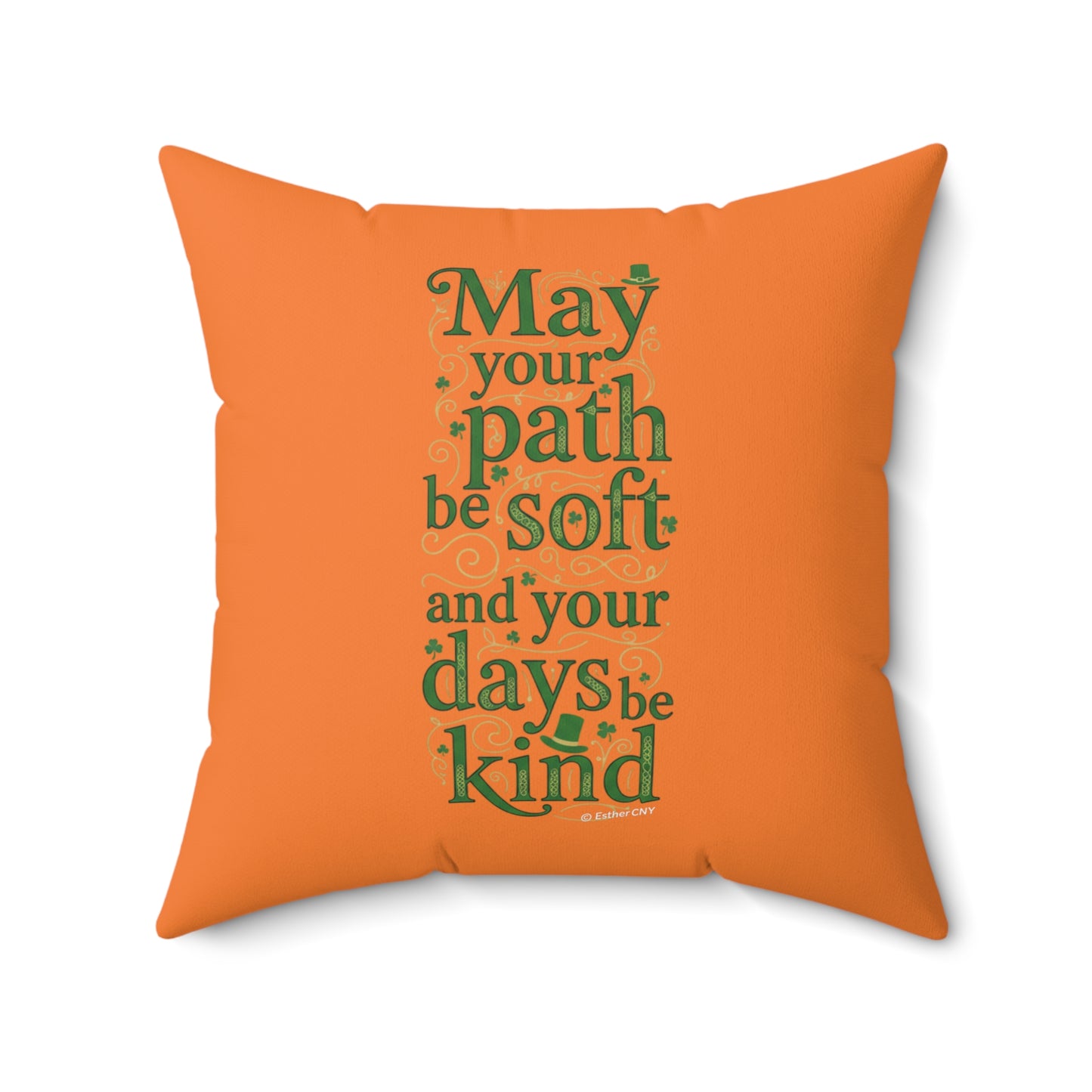 Lucky Charm Irish Pillow – 'May Your Path Be Soft' St. Patrick’s Day Decorative Throw Pillow