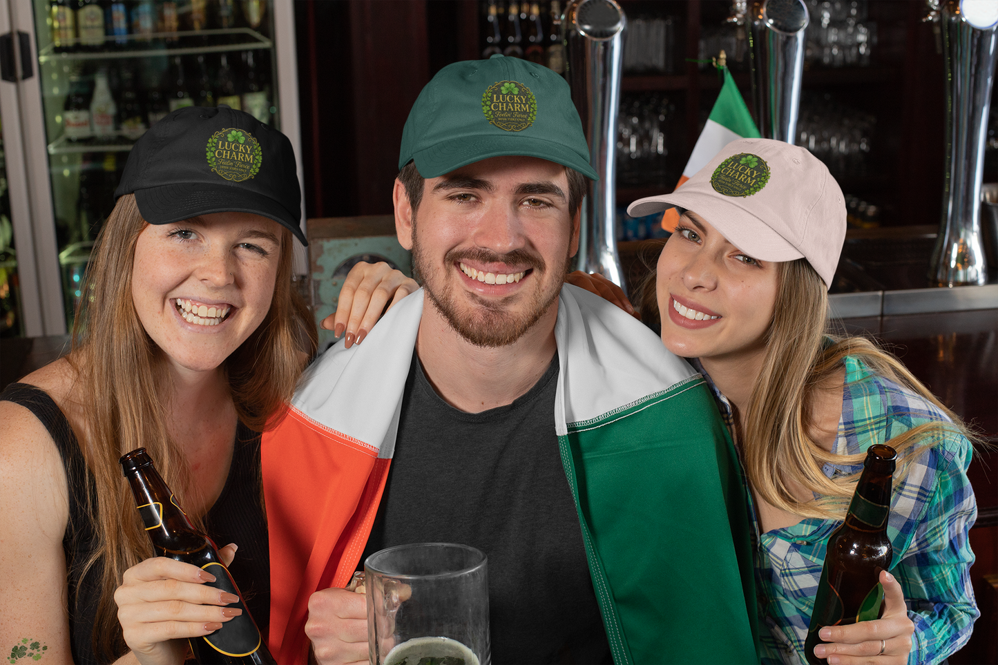 Embroidered 'Luck Charm Feelin' Fierce' Irish Vibes Dad Cap — St. Patrick's Hat