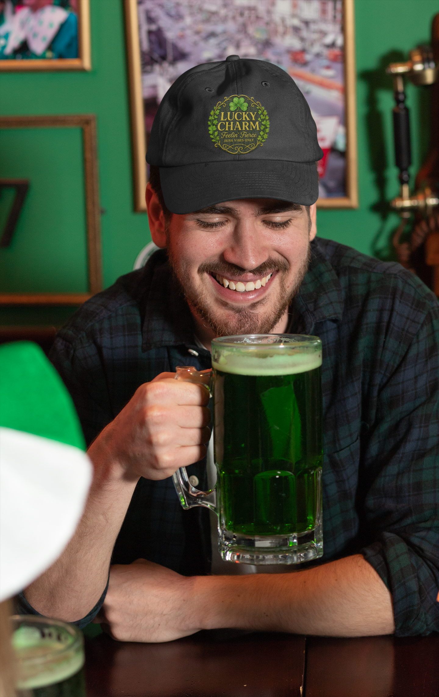 Embroidered 'Luck Charm Feelin' Fierce' Irish Vibes Dad Cap — St. Patrick's Hat