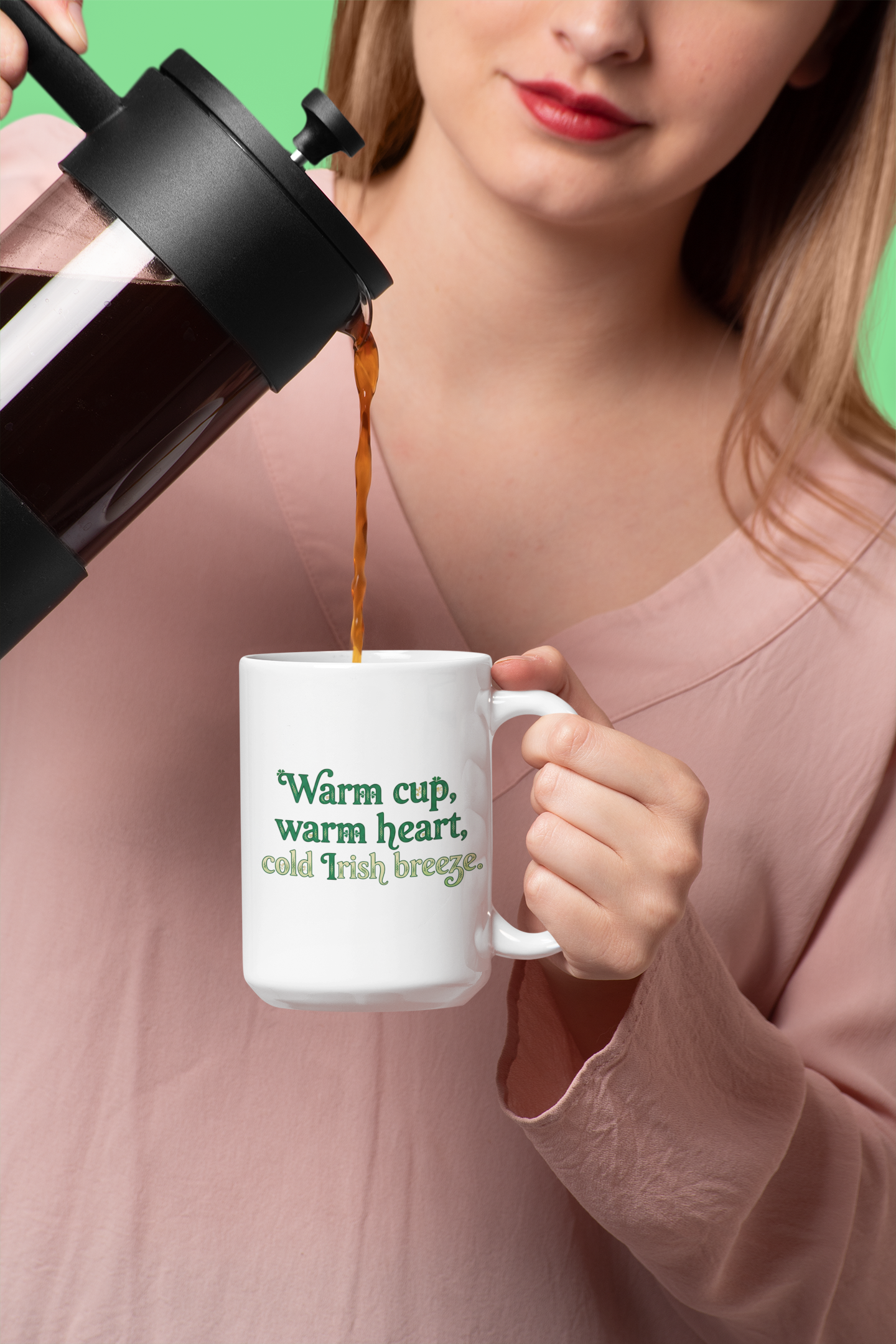 Springtime in Ireland (11oz, 15oz) Mug— Lucky Golden Retriever Shamrock Ceramic Mug