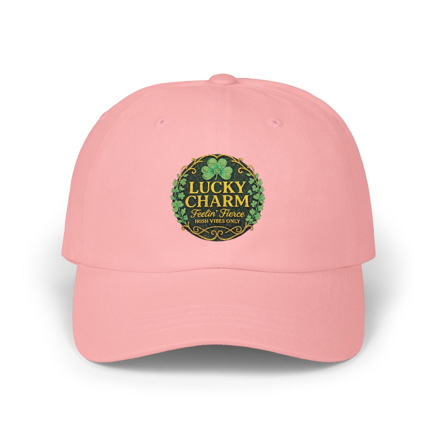 Embroidered 'Luck Charm Feelin' Fierce' Irish Vibes Dad Cap — St. Patrick's Hat