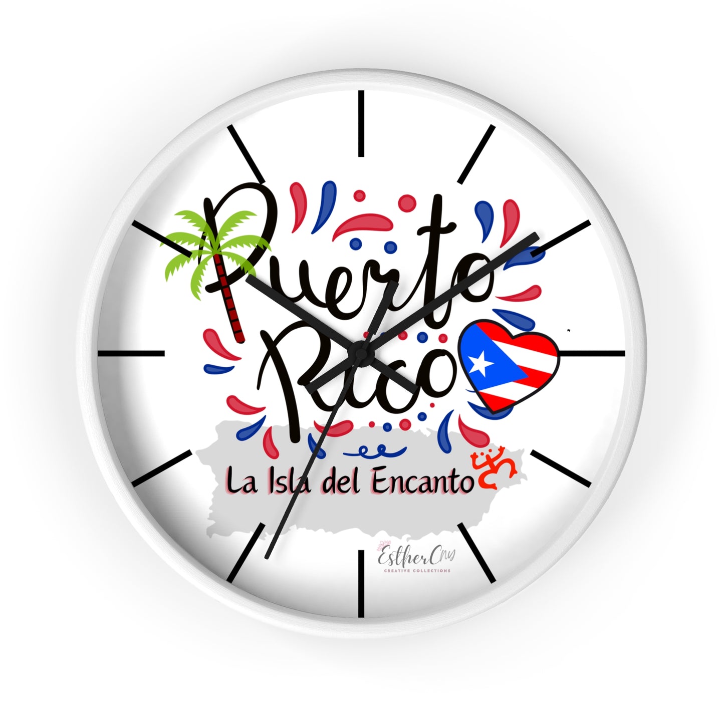 Puerto Rico 'La Isla del Encanto' Wall Clock — Tropical Island Decor