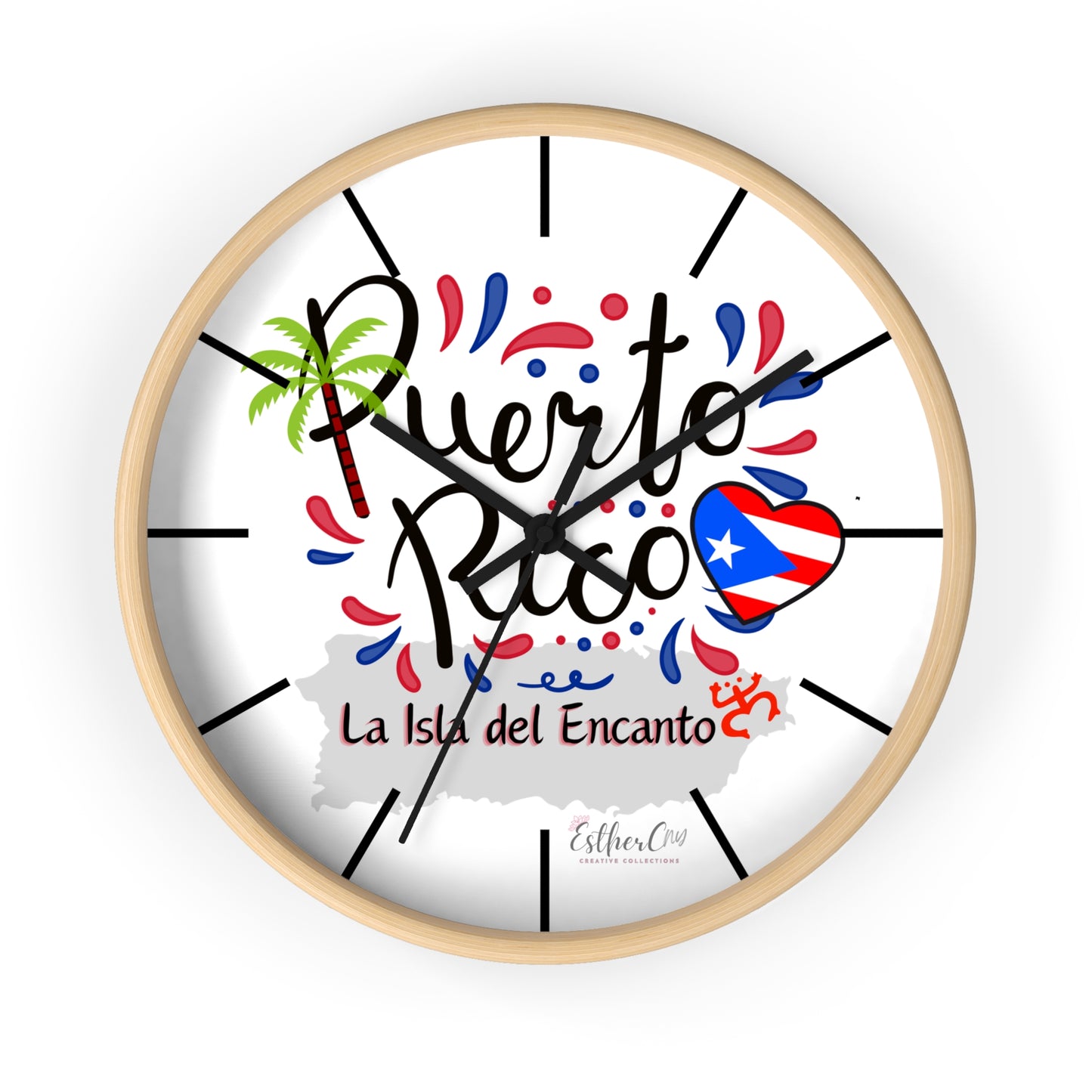 Puerto Rico 'La Isla del Encanto' Wall Clock — Tropical Island Decor