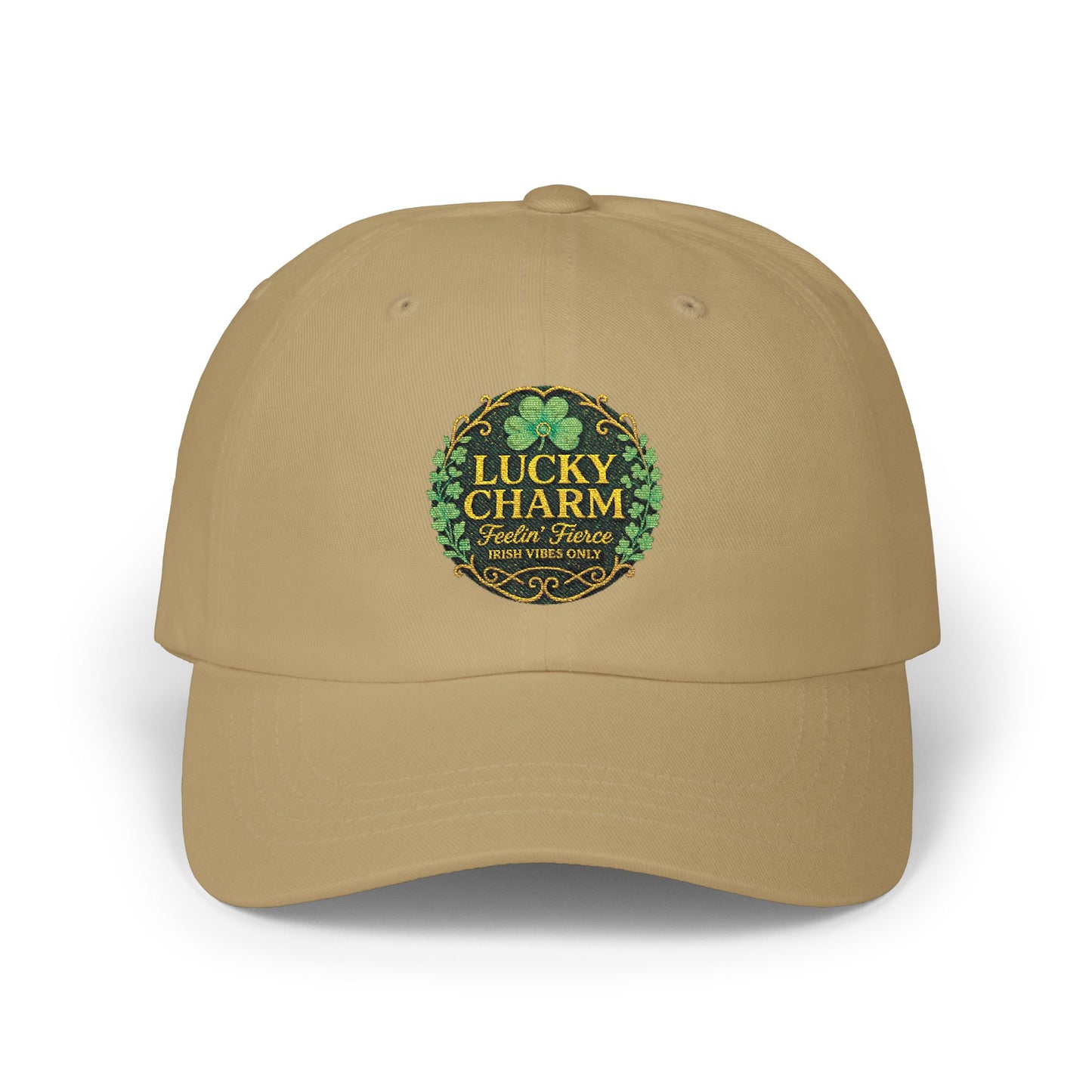 Embroidered 'Luck Charm Feelin' Fierce' Irish Vibes Dad Cap — St. Patrick's Hat