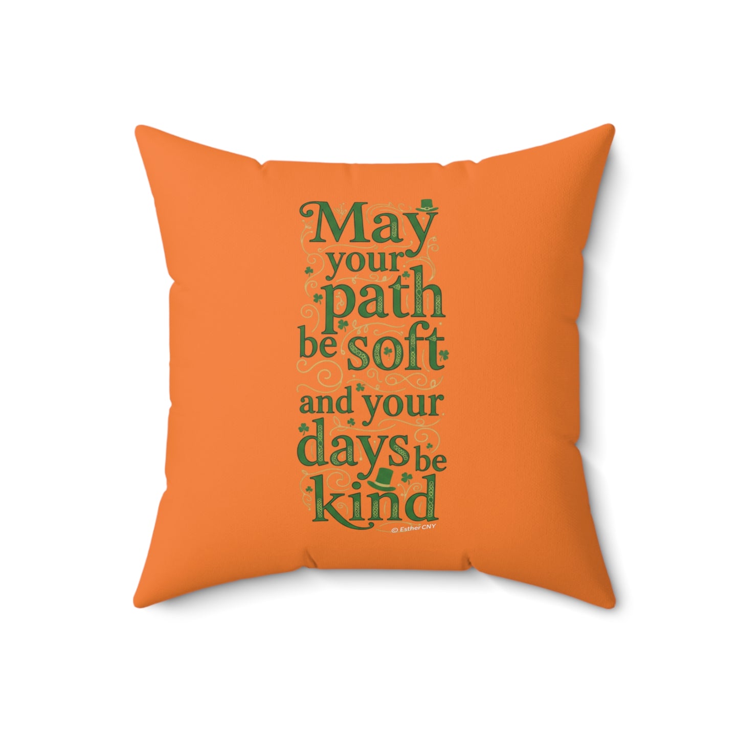Lucky Charm Irish Pillow – 'May Your Path Be Soft' St. Patrick’s Day Decorative Throw Pillow