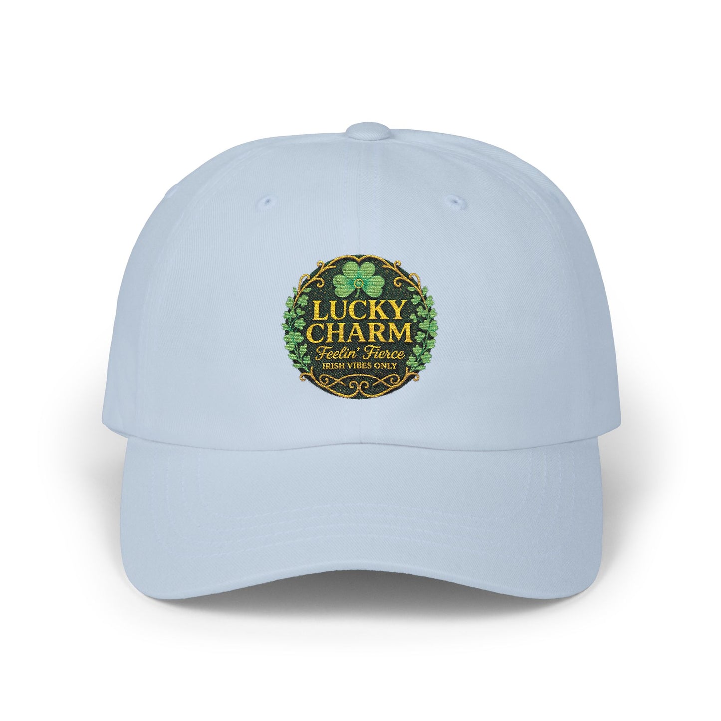 Embroidered 'Luck Charm Feelin' Fierce' Irish Vibes Dad Cap — St. Patrick's Hat