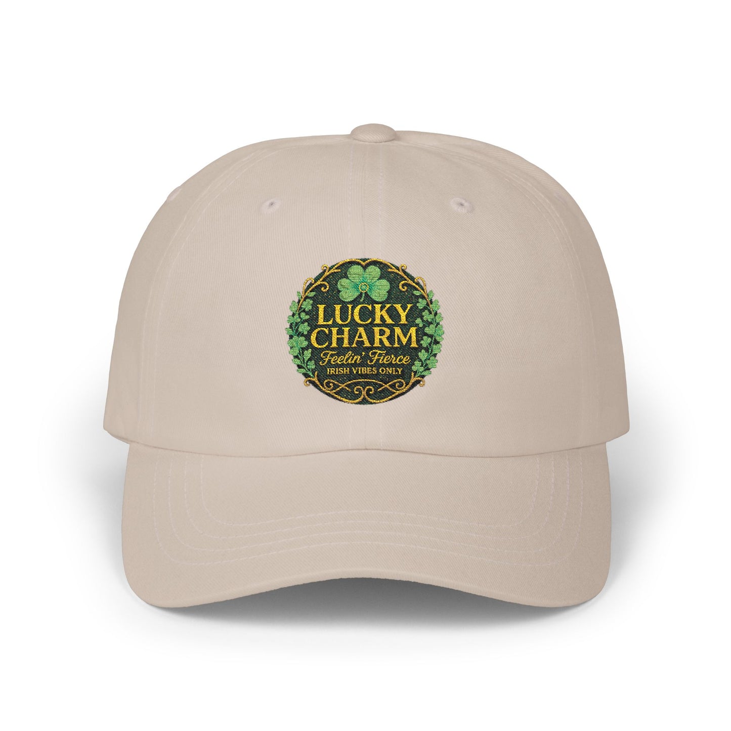Embroidered 'Luck Charm Feelin' Fierce' Irish Vibes Dad Cap — St. Patrick's Hat