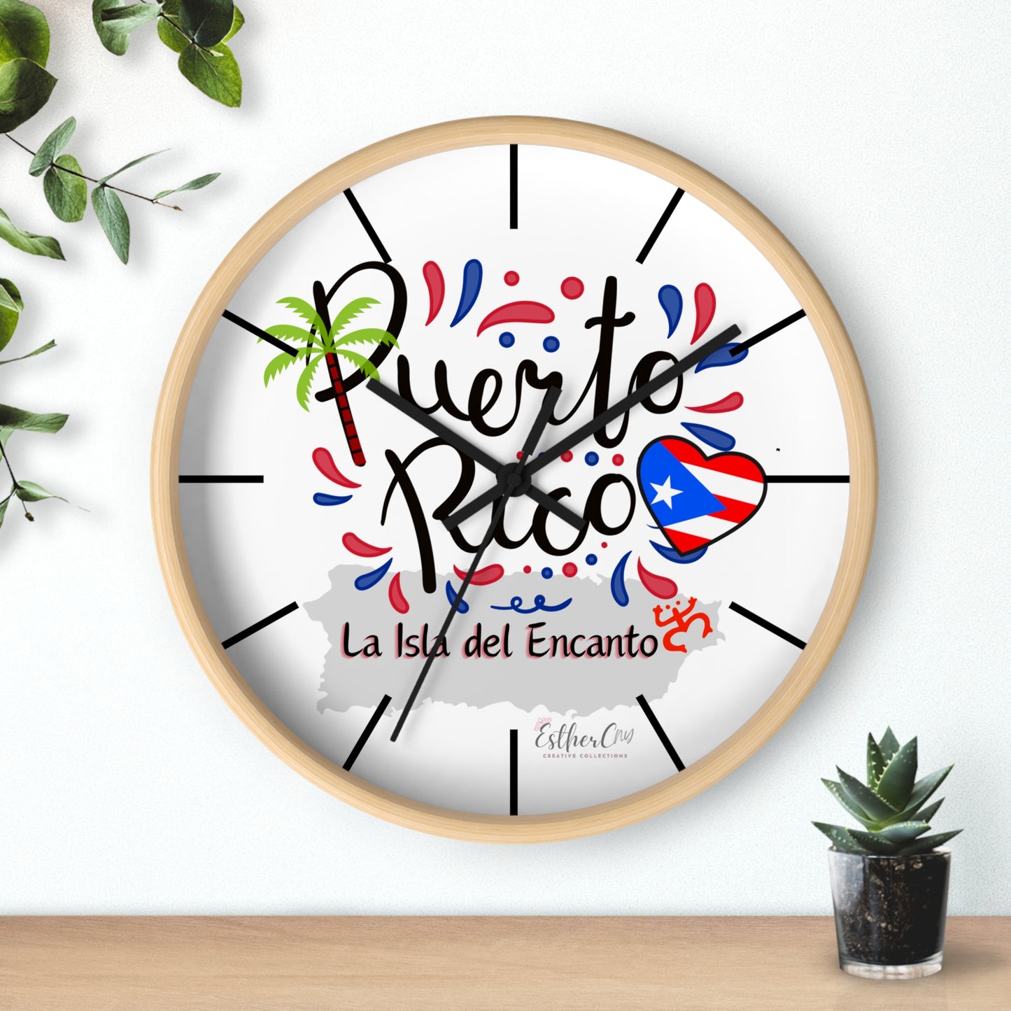 Puerto Rico 'La Isla del Encanto' Wall Clock — Tropical Island Decor
