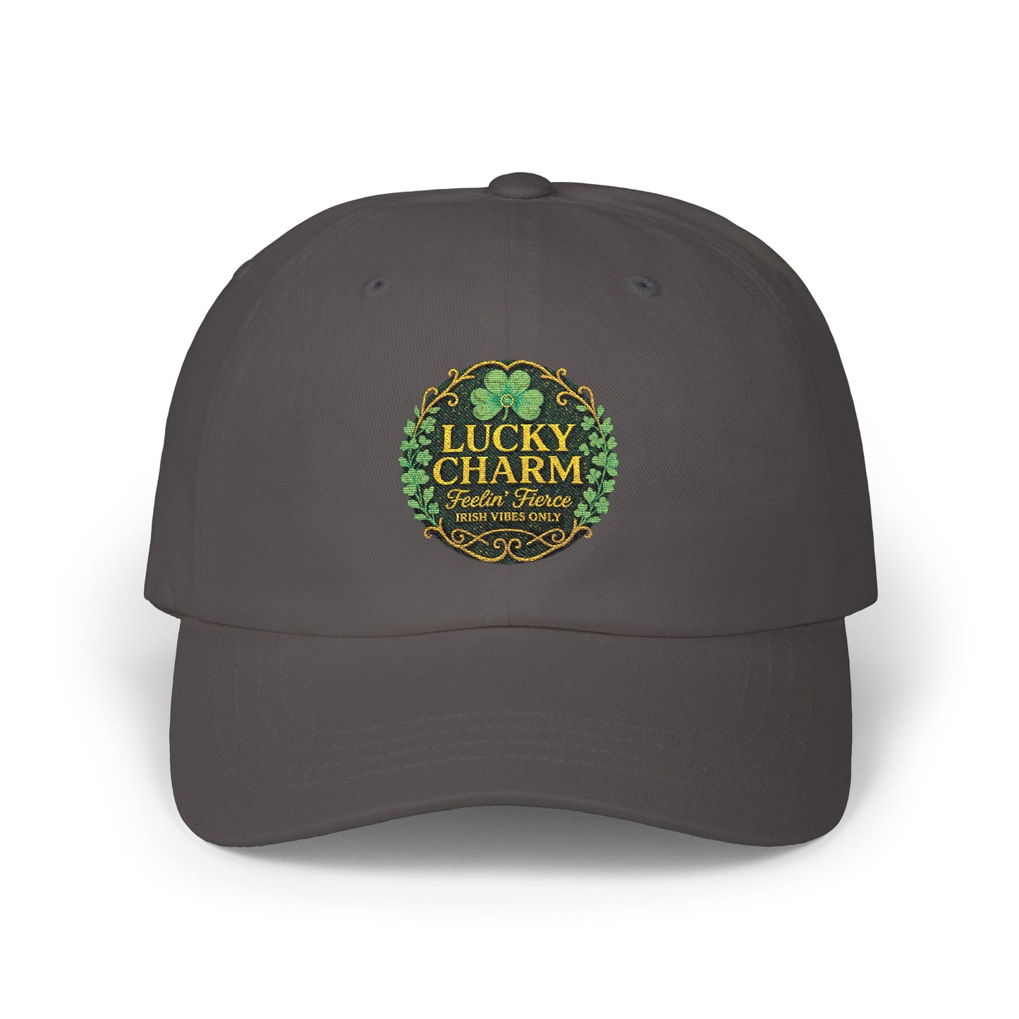Embroidered 'Luck Charm Feelin' Fierce' Irish Vibes Dad Cap — St. Patrick's Hat