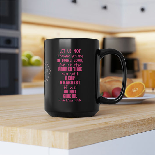 Coffee Mug | Galatians 6:9 Scripture Coffee Mug | Christian Mug | Bible Verse Mug | Positive Coffee Mug | Bible Study Gift | Black Mug, 15oz